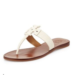 Tory Burch Moore Tumbled Leather Thong Sandal in Ivory
